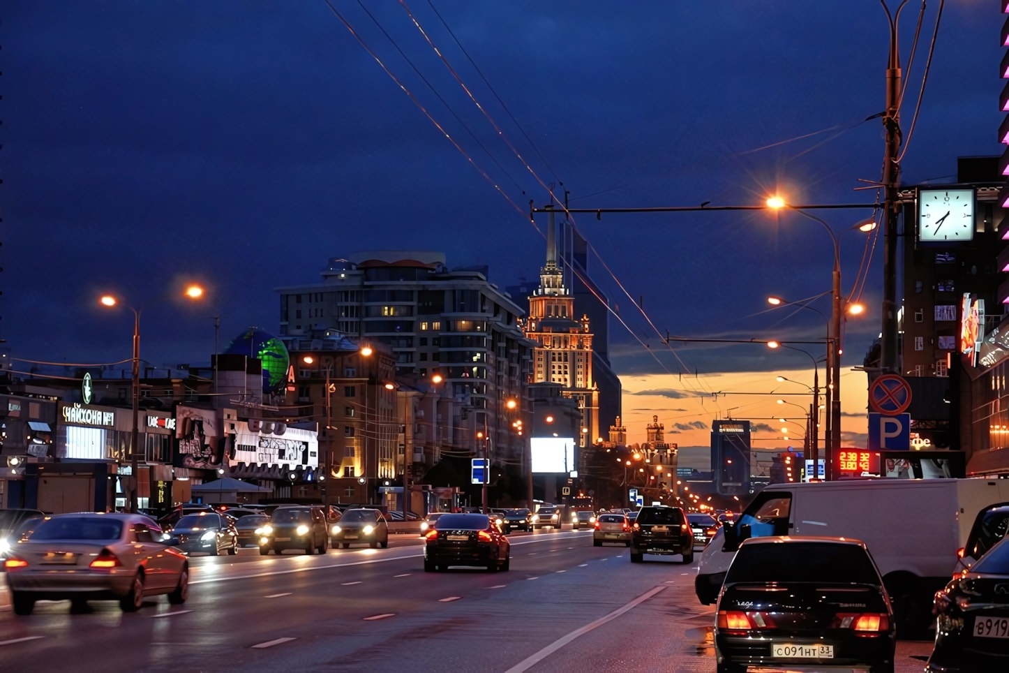 Arbat street at night, Moscow at night