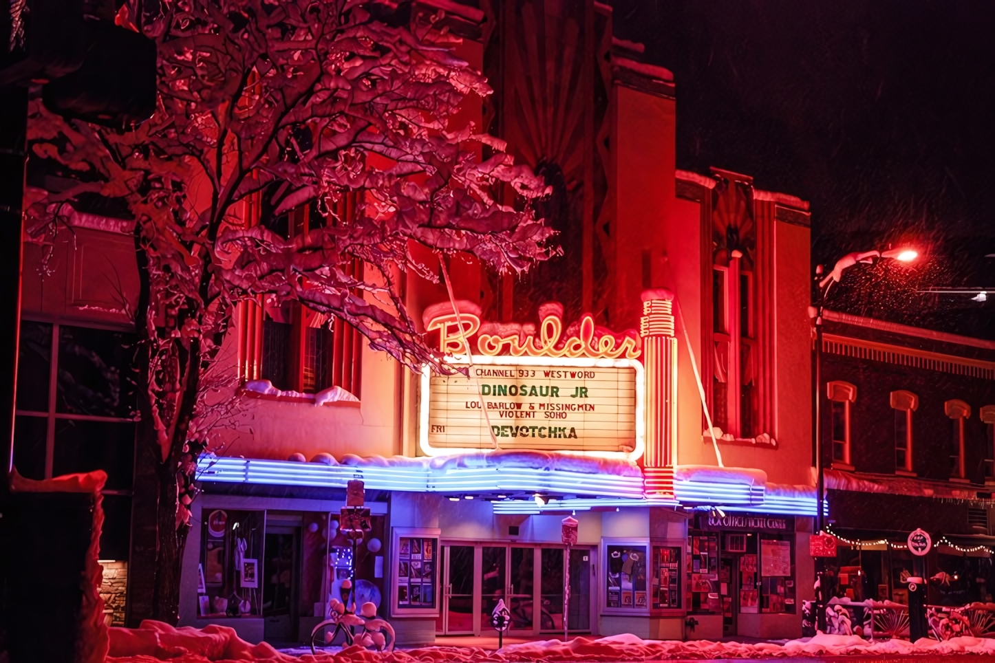 Boulder at night