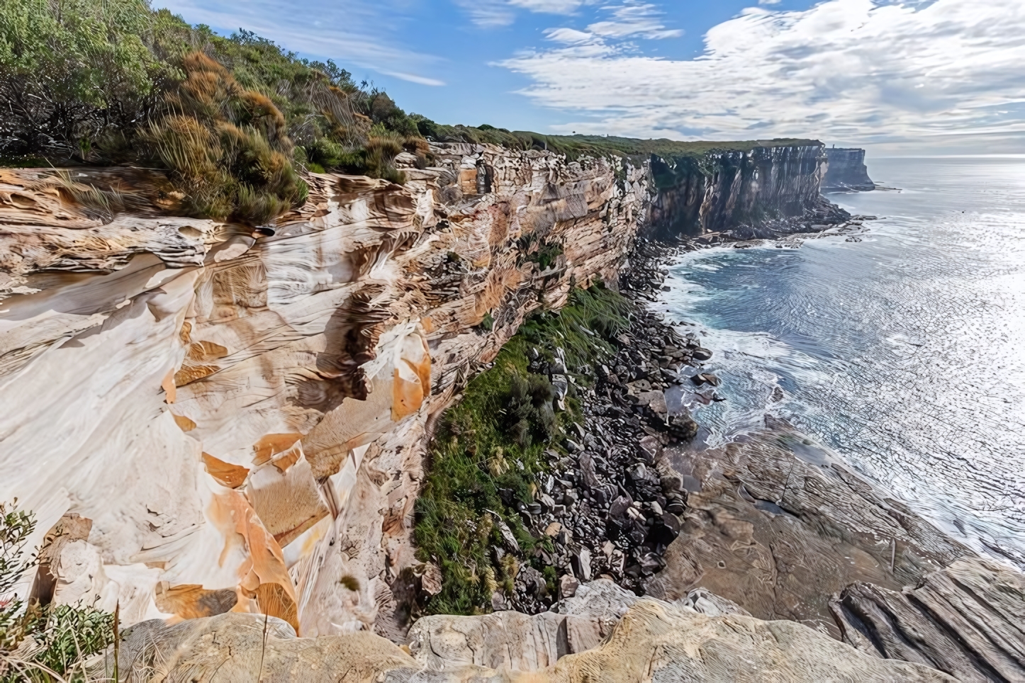 Cliffs on the eastern side of North Head, Manly