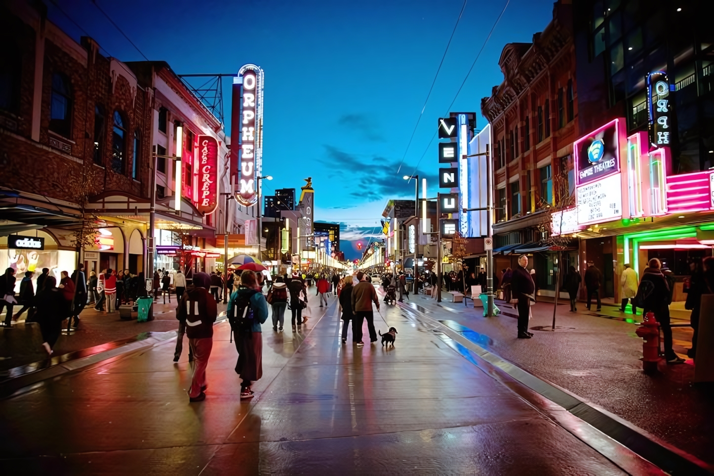 Granville Street at night