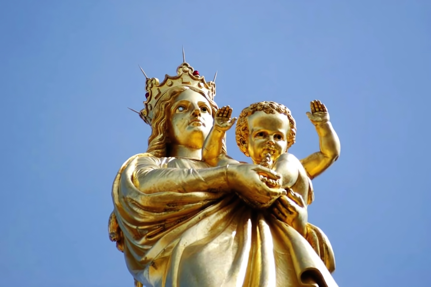 Gold leaf statue of Virgin Mary, Marseillie