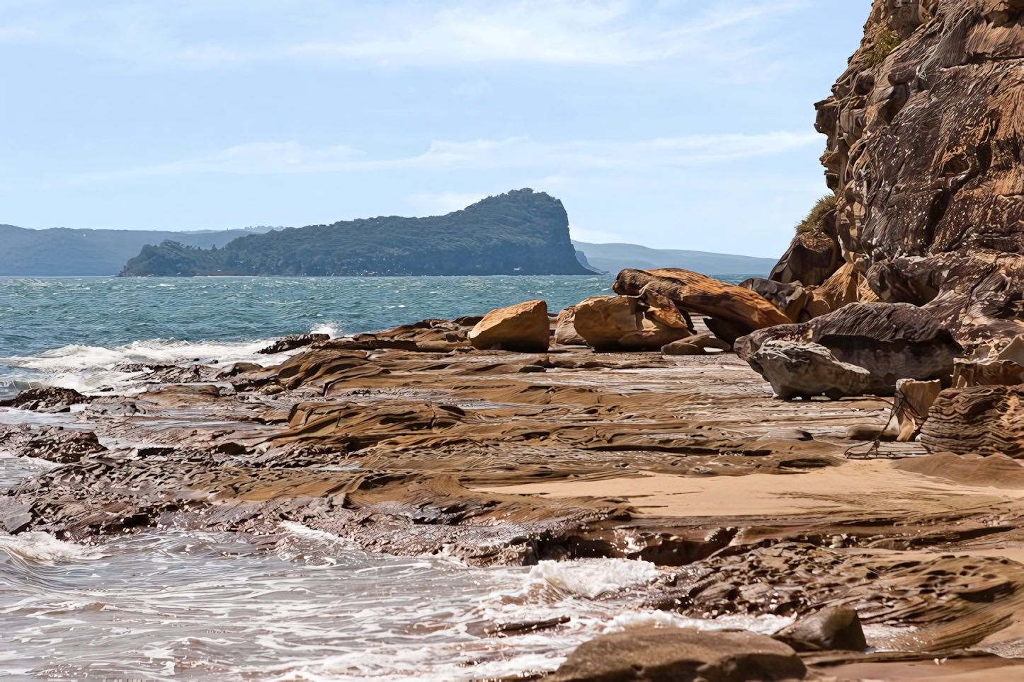 Rock platform at the eastern end of Flint and Steel Beach, Central Coast