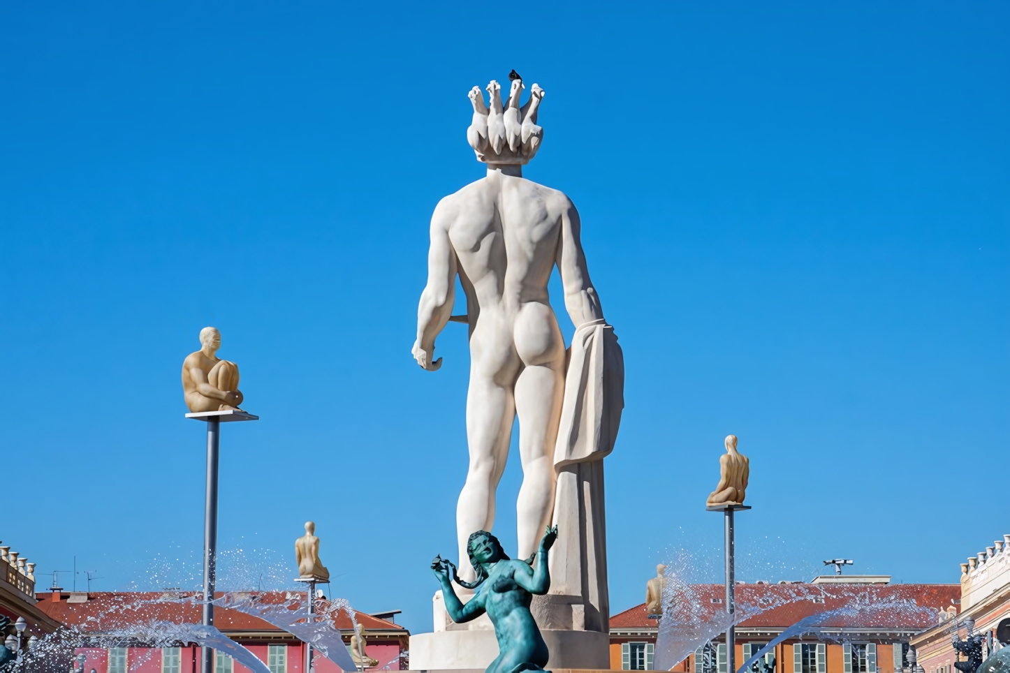 Sun Fountain and the statue of Apollo